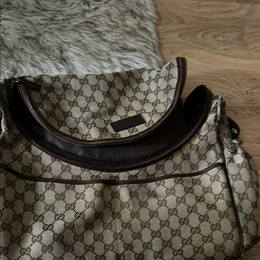 Gucci Tan and Brown Monogram Shoulder Bag